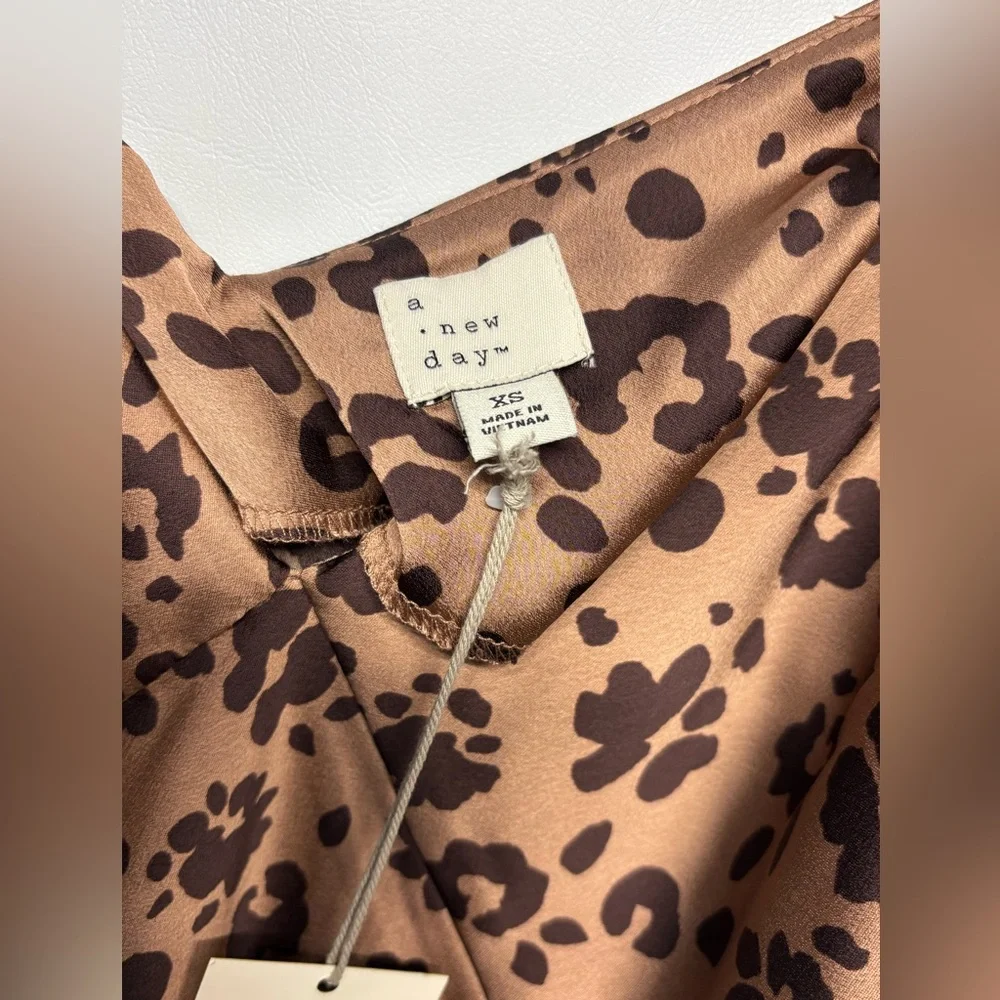✨A New Day Leopard Print Satin Slip Dress Size XS